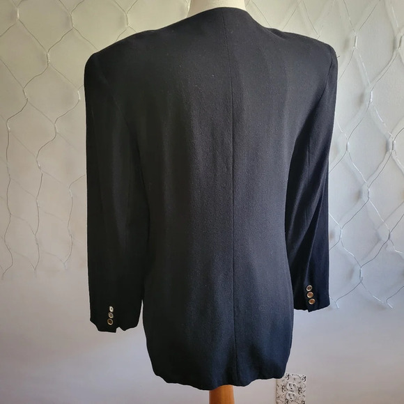 Vintage Oleg Cassini Wool Suit Jacket / Black / Oversized / Fits Medium - Picture 5 of 9